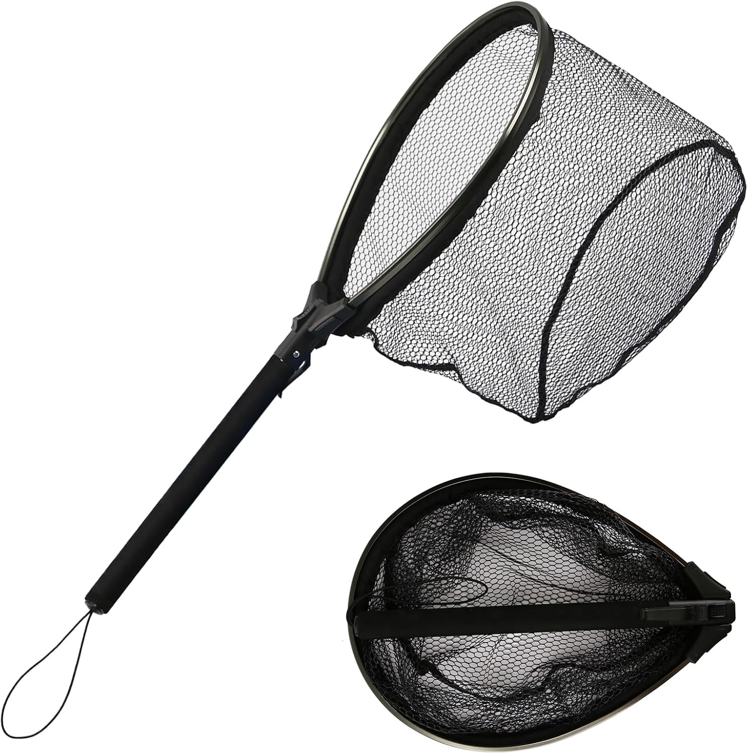 Floating Fishing Net with  Handle,  Aluminum Head Foldable Landing Net, Rubber Coated Fishing Net, Lightweight & Compact, 16 Inch