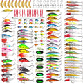 Fishing Artificial Lures Kit Mixed Including Front Diving Fin  Surface Popper Crank Baits Pencil  with Hook and Soft Lures Accessories for Saltwater Freshwater Trout Bass Tackle Gift Set