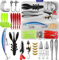 Fishing Lures Tackle Bait Kit Set - Comprehensive Fishing Lures Kit for Trout Bass Salmon - Includes Plastic Shrimp, Worm Bait, Spoon, and  Jigs