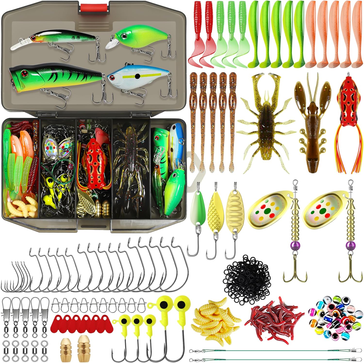 Widely Used Fishing Bait Rigs Worth Every Penny, Selected Fishing Lures & Tackle Kit for Freshwater Fishing, Economic/Giftable/Premium Starter Fishing Gear Set Available, Perfect Fishing Gift