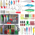 Fishing Lures Set Fish Lure kit for Bass Trout Salmon Freshwater Fish Tackle kit Including Plastic Shrimp Worm Bait Spoon Grasshopper  Jigs Hooks Fishing Gear and Equipment